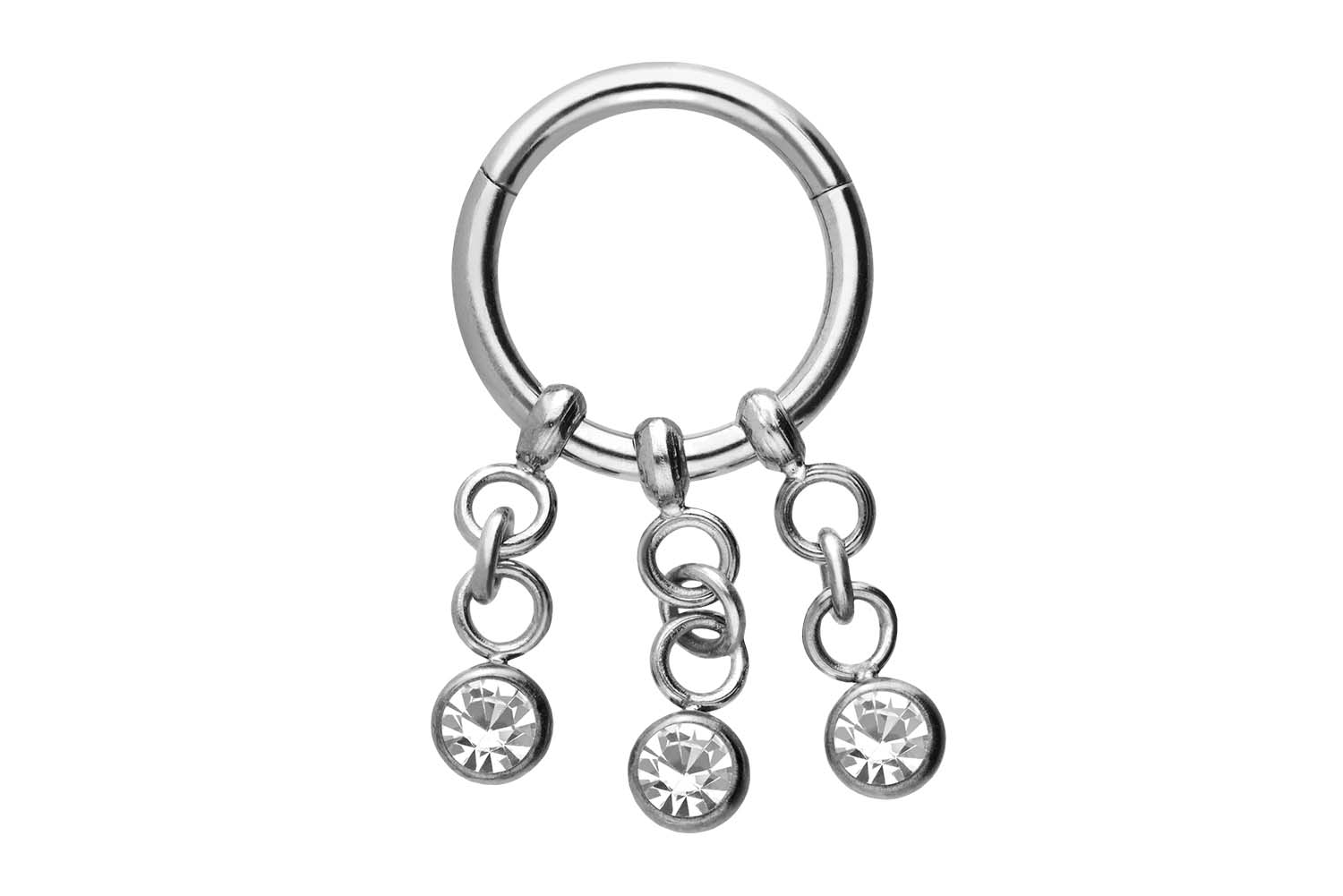 Chirurgenstahl Segmentring Clicker Piercing 3 KETTEN + KRISTALLE ++SALE++